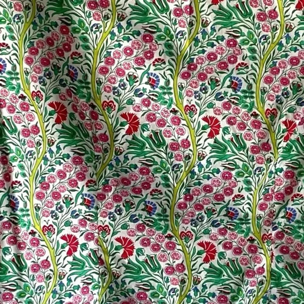 LIBERTY ART FABRIC Cotton Floral Print Button Front Shirt White Green S